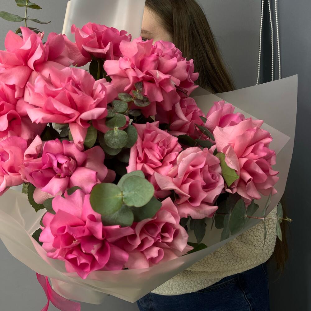 Premium букет из французских роз нежных с эвкалиптом 🌸