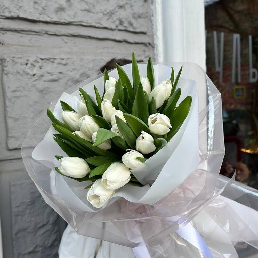 Белые тюльпаны 19 шт