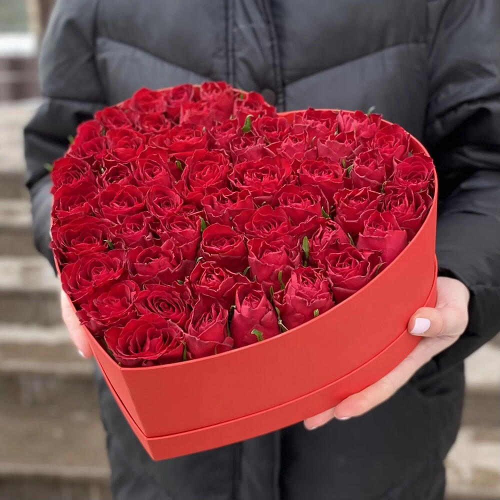 51 Роза в коробке сердце