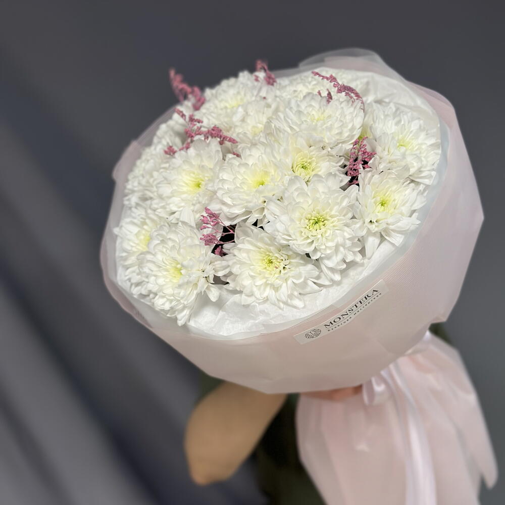 Стойкий букет с хризантемой и сухоцветами 🌸