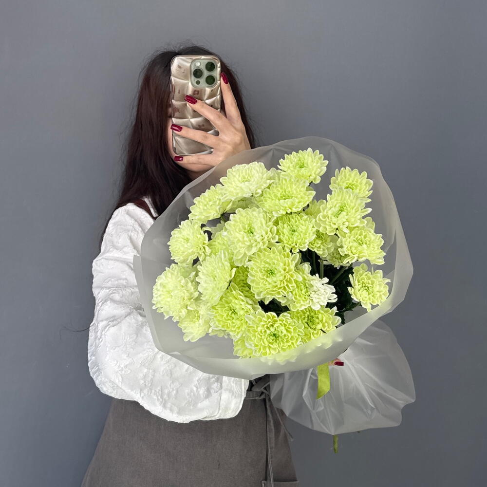Монобукет💚 из Фисташковой Хризантемы Алтай