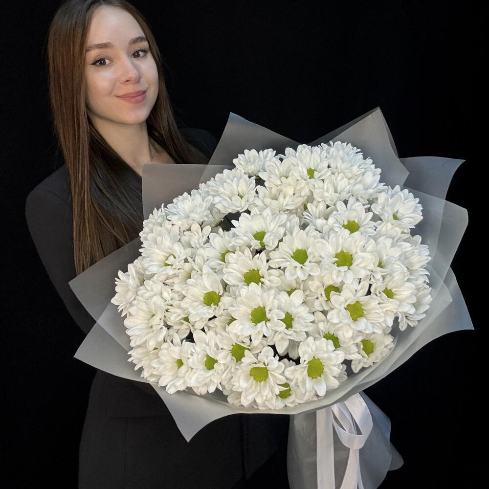 Букет из 9 кустовых белых хризантем Chic (КМБ040)