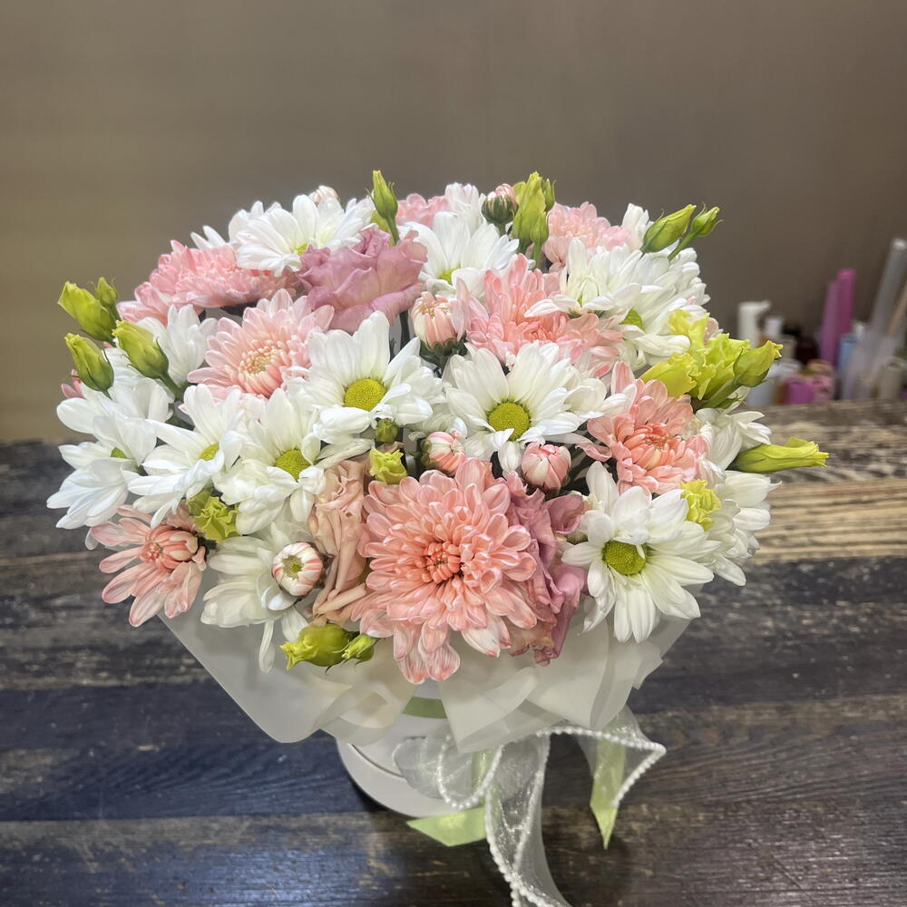композиция эустома с хризантемой🌸