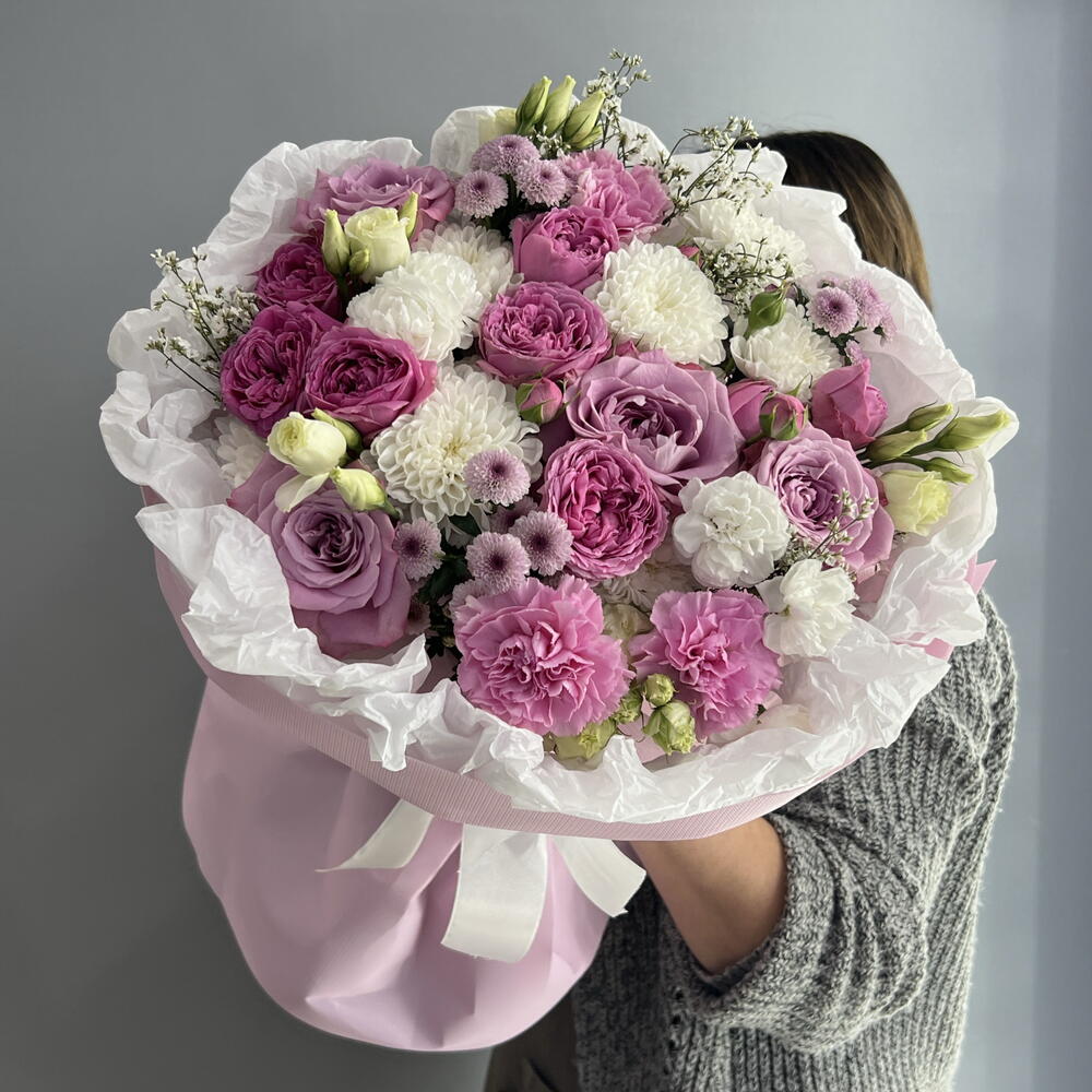 Букет чарующий 🩷 ароматная Маритим 💜 хризантема сантини 🌸 пионовидная кустовая Роза 💗💗💗