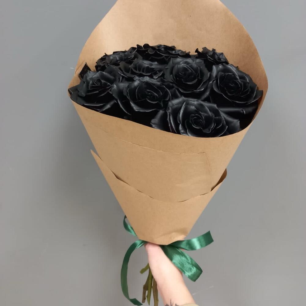 Букет из 9 чёрных роз