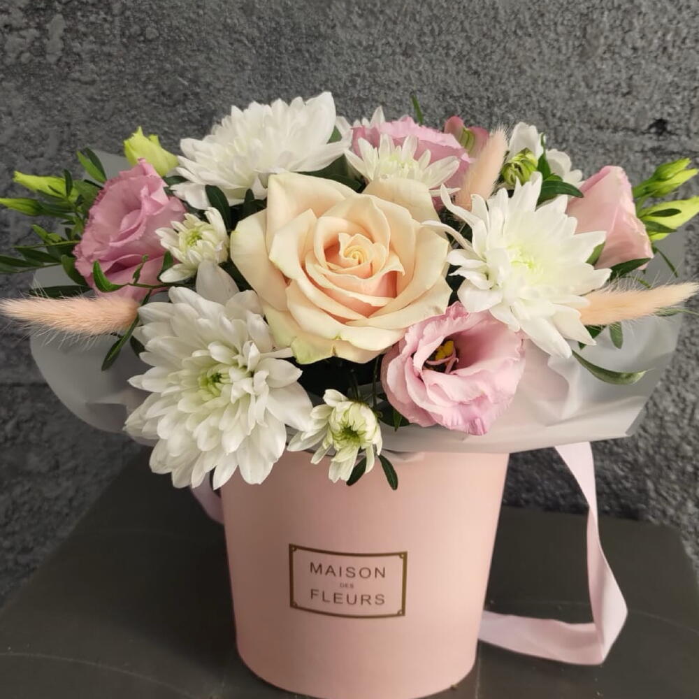 Цветы в коробке с Эустомой 🌸🎀💝