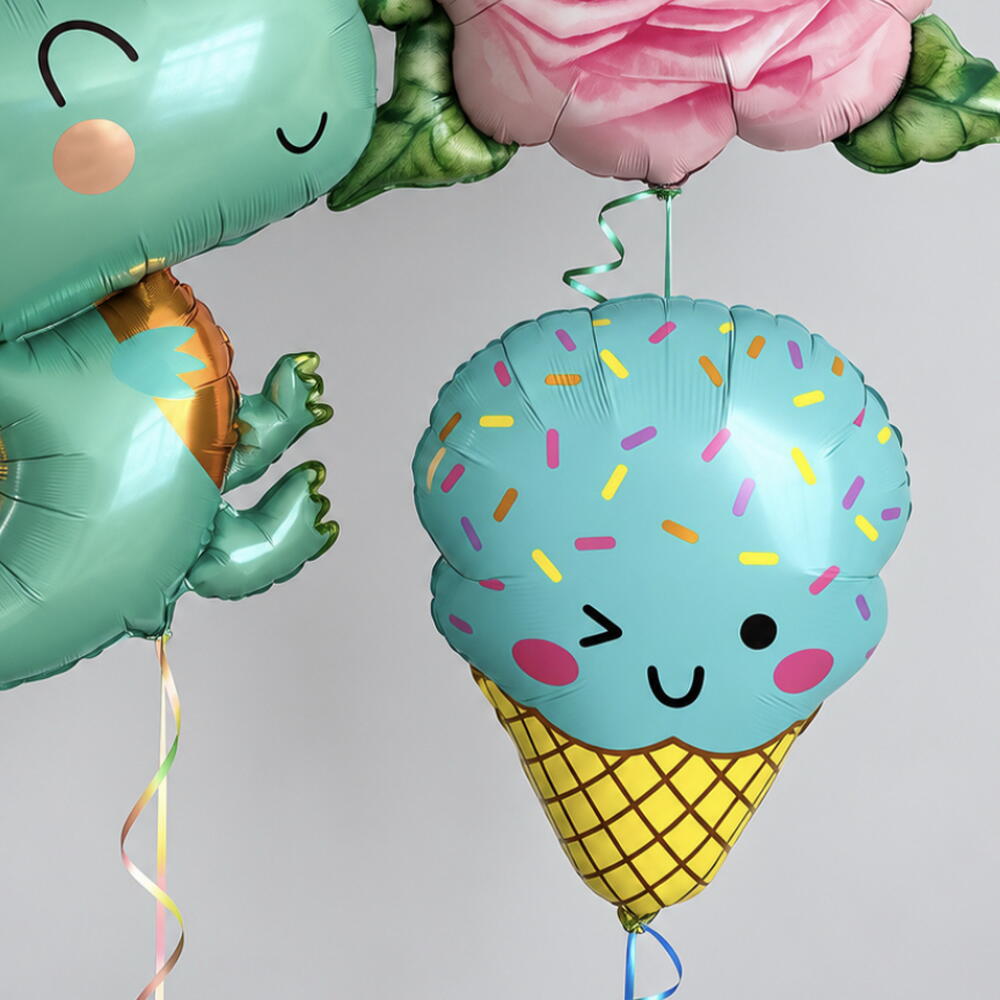 Набор фольгированных шаров «Динозаврик и сладости» 🦖🌹🍦