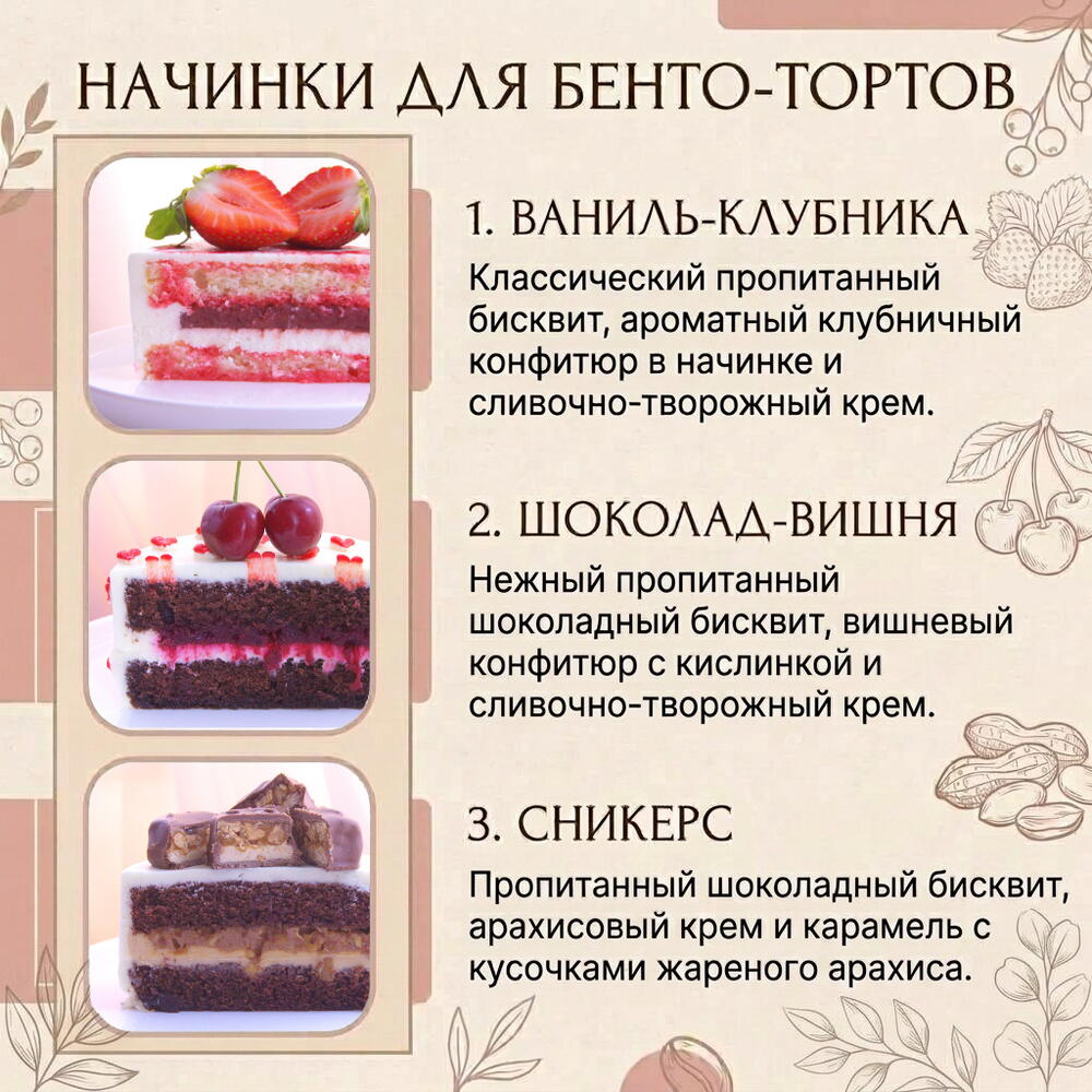 Набор для мамы из бенто-торта и капкейков в подарочной коробке