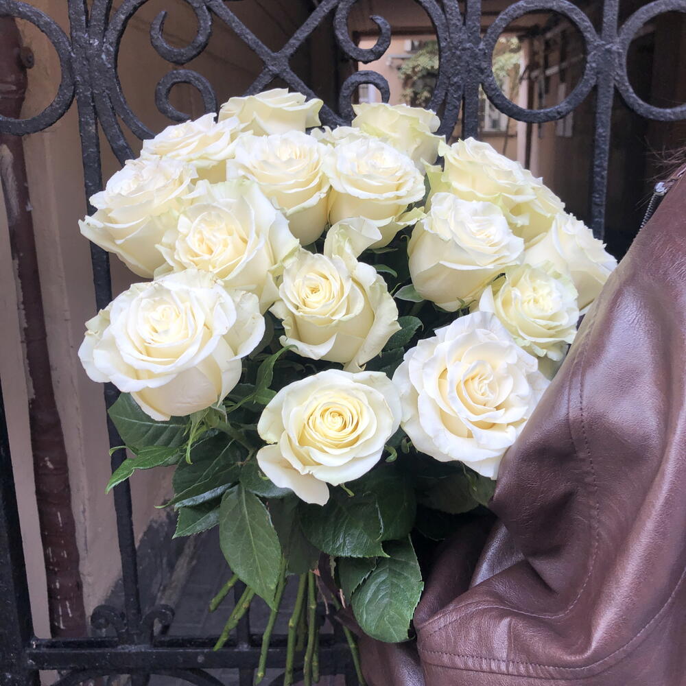 Белые розы 17 шт