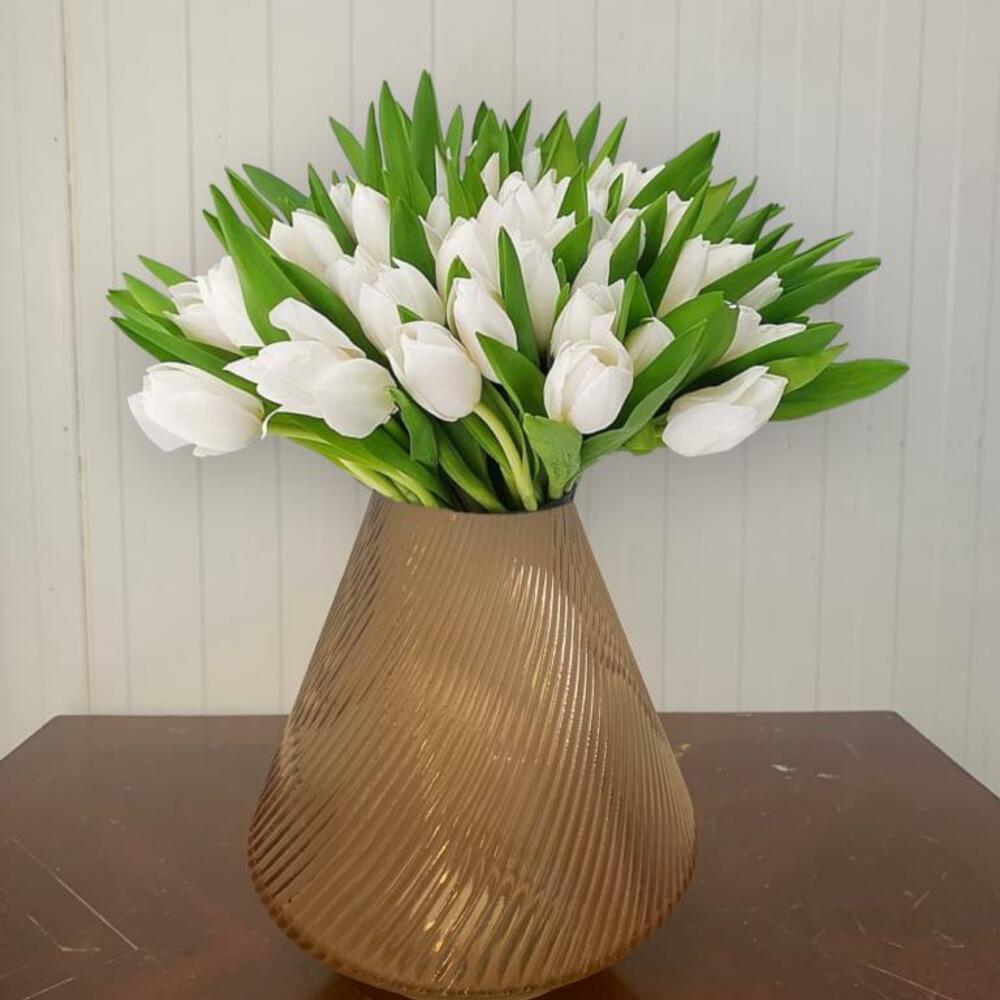 White Tulips in a Gold Vase, Flowers & Gifts Dubai, buy at a price of
