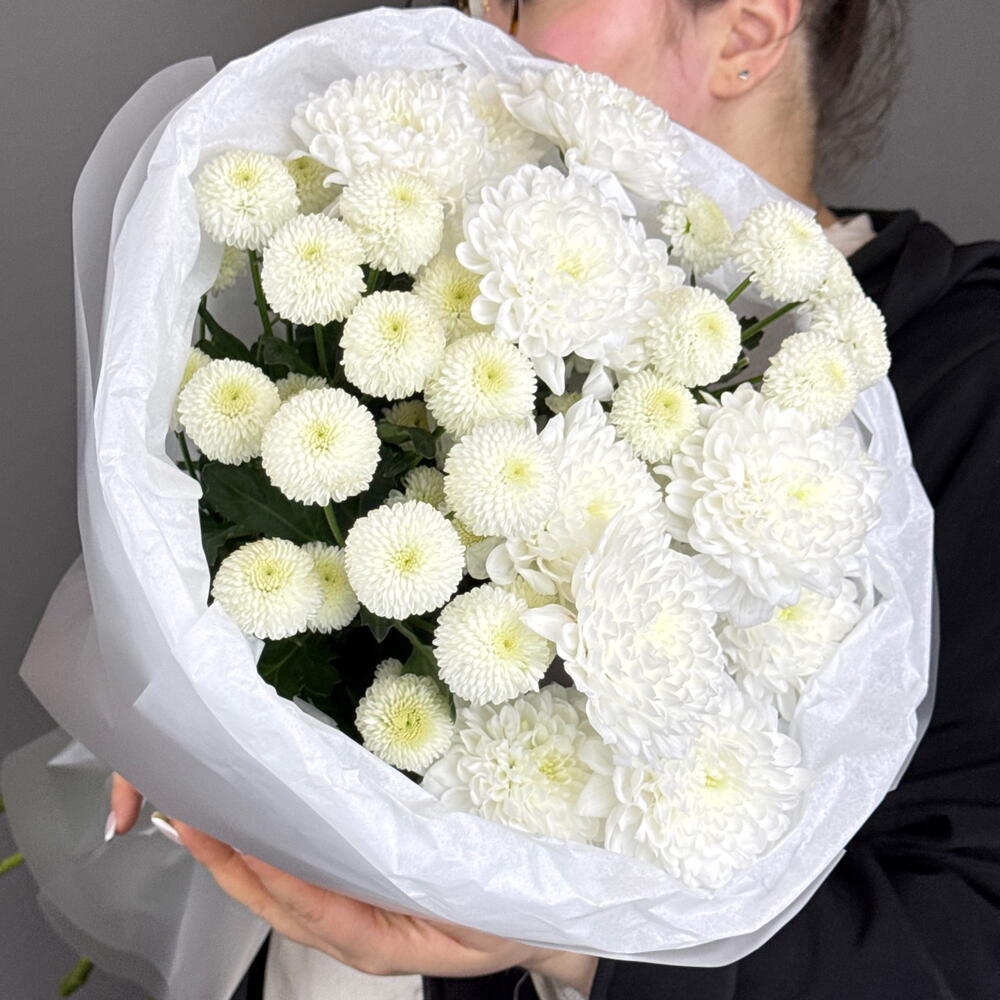 Микс хризантем в упаковке