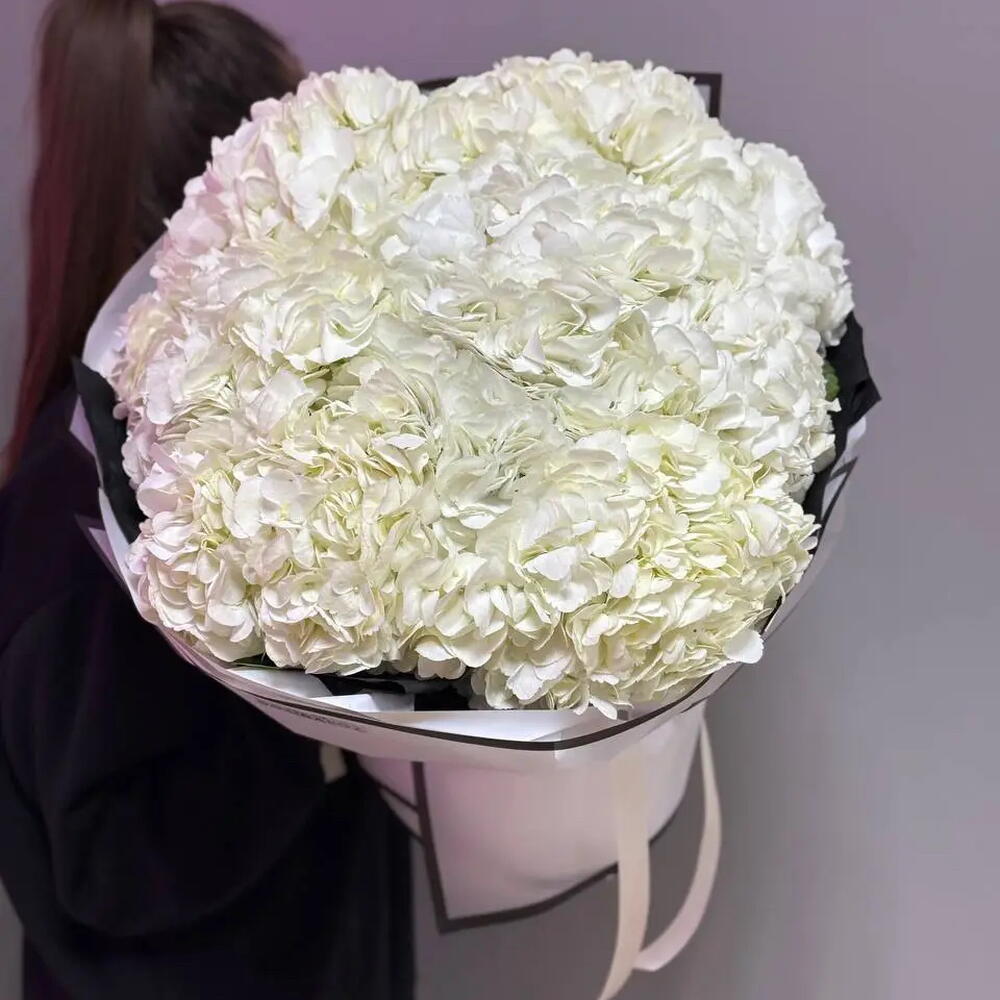 Букет из 9 белых гортензий