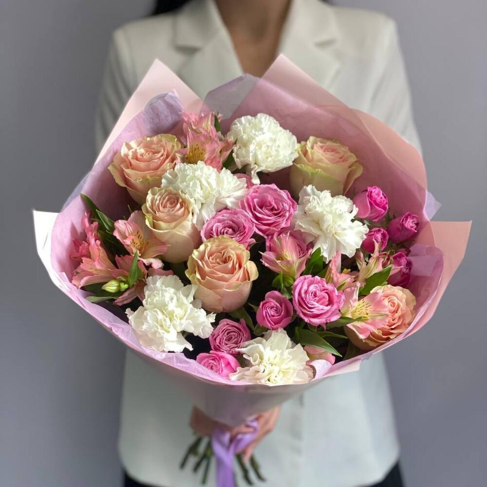 💖 Нежно-розовый букет роз