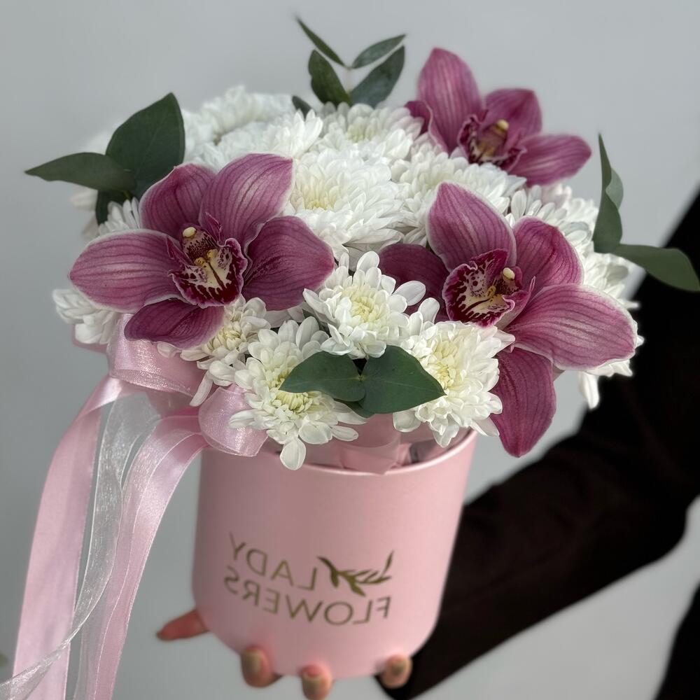 Композиция с хризантемой и орхидеей 💕/ цветы с доставкой в Уфе