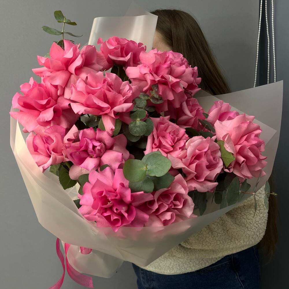 Premium букет из французских роз нежных с эвкалиптом 🌸