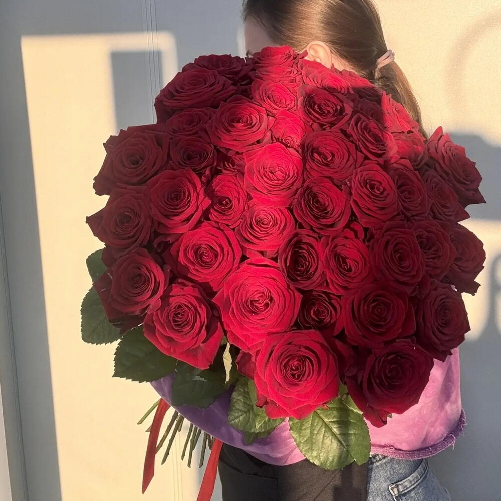 45 красных роз ️🌹60 см