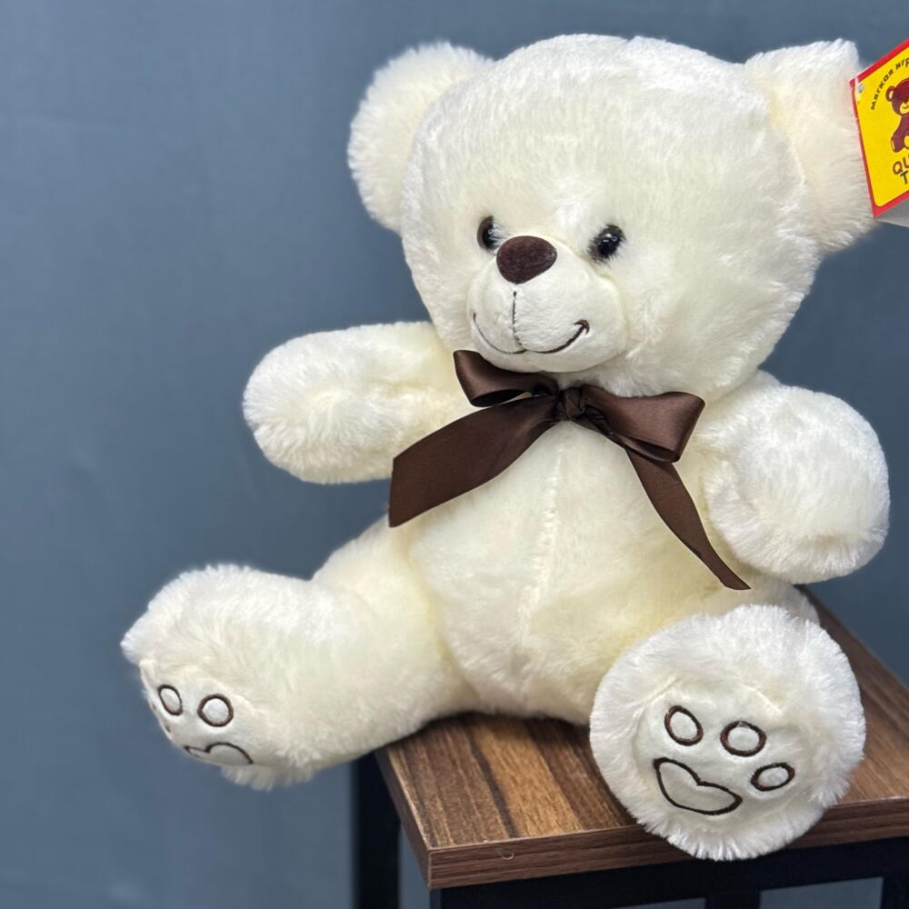 Игрушка мишка белый с бантом