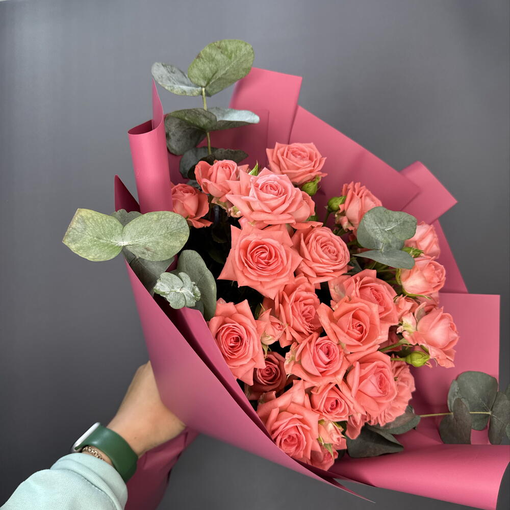 Букет кустовых роз с эвкалиптом 😻🎀