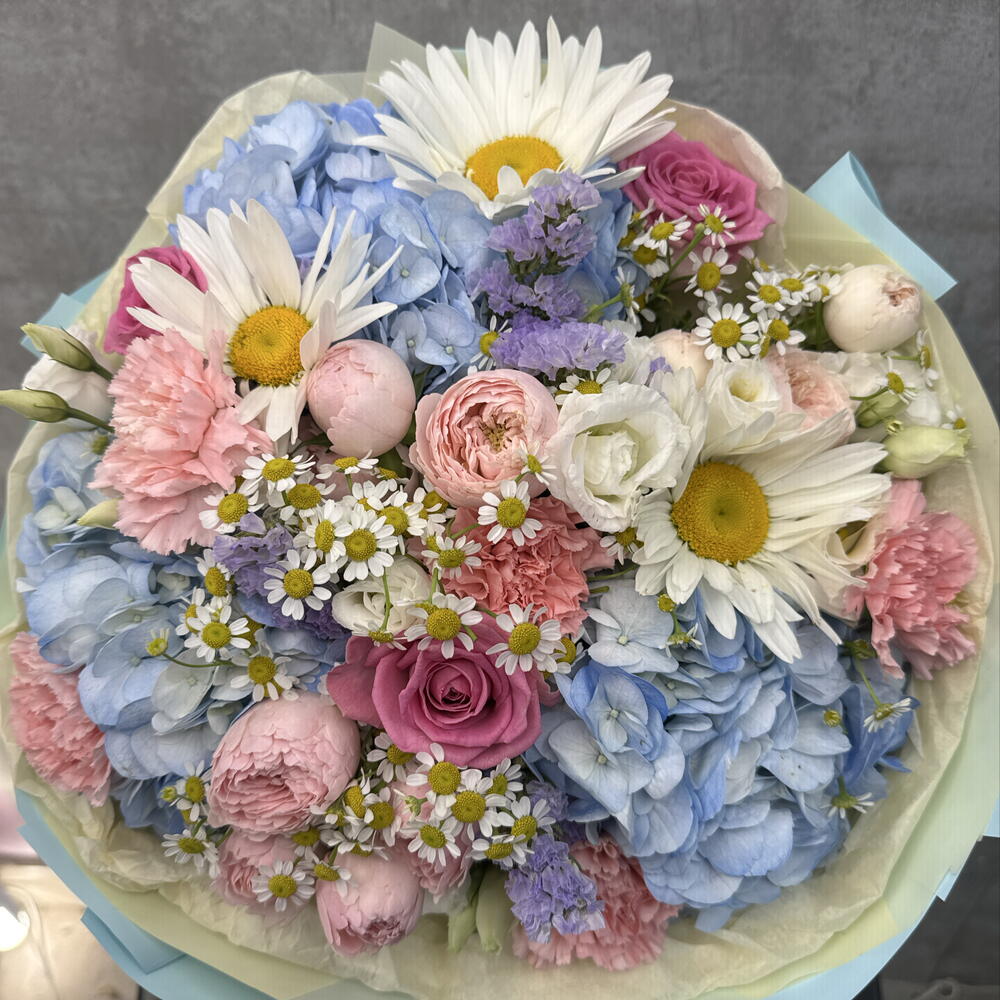 Букет сборный дофаминовый 🤩😍♥️ для самой любимой девушки на День рождение ♥️😘🔥🤩 гортензия, ромашка, роза 🌸