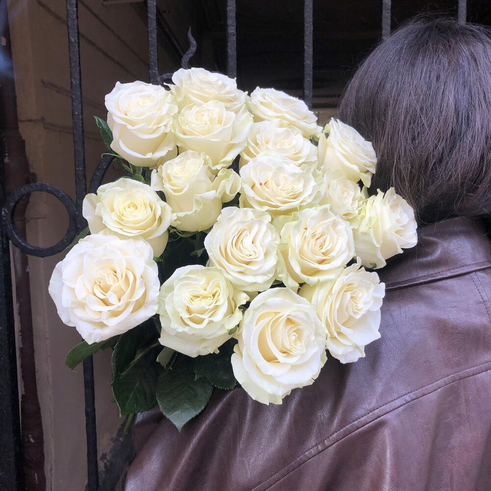Белые розы 17 шт