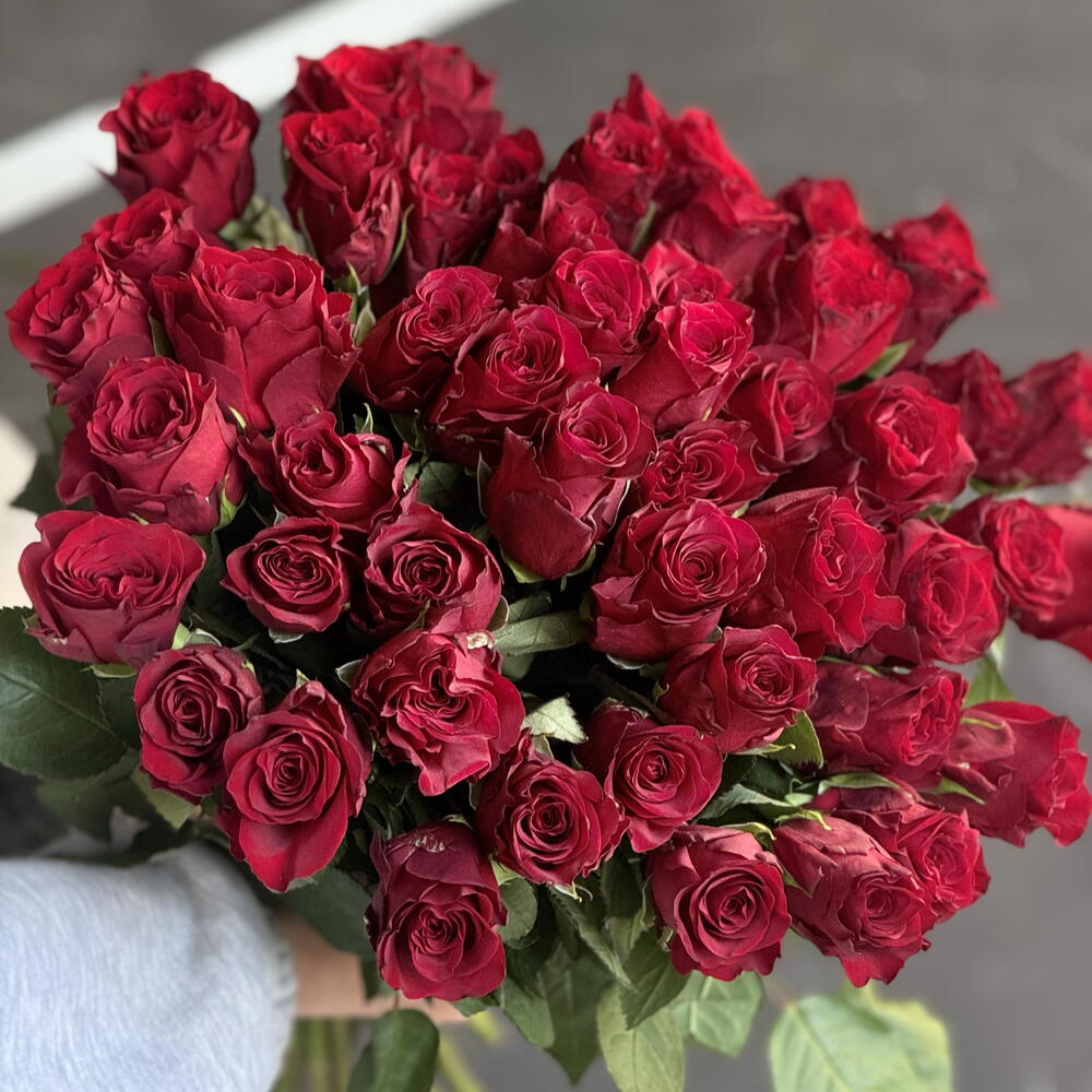 Монобукет из 55 красных роз