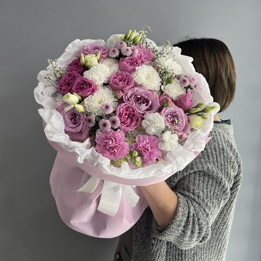 Букет чарующий 🩷 ароматная Маритим 💜 хризантема сантини 🌸 пионовидная кустовая Роза 💗💗💗