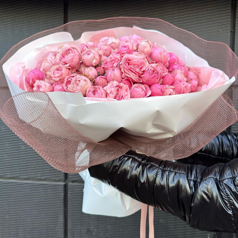 Авторский букет из 51 пионовидной розы  Silva pink 🎀
