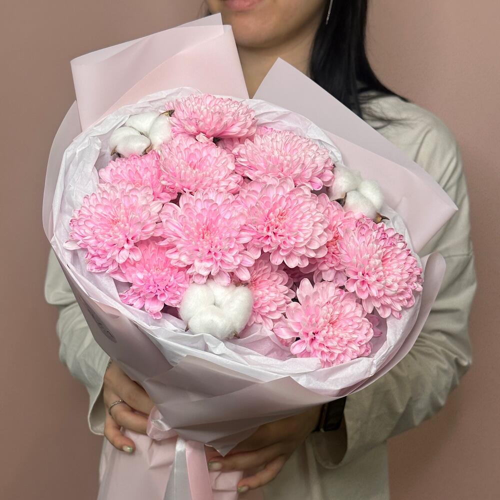 Букет для  красавицы💕из хризантемы и хлопка