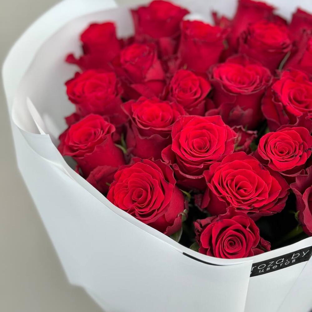 Букет из 25 бордовых роз 🌹