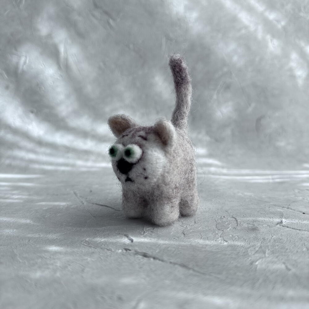 Игрушка мягкая шерстяная кот
