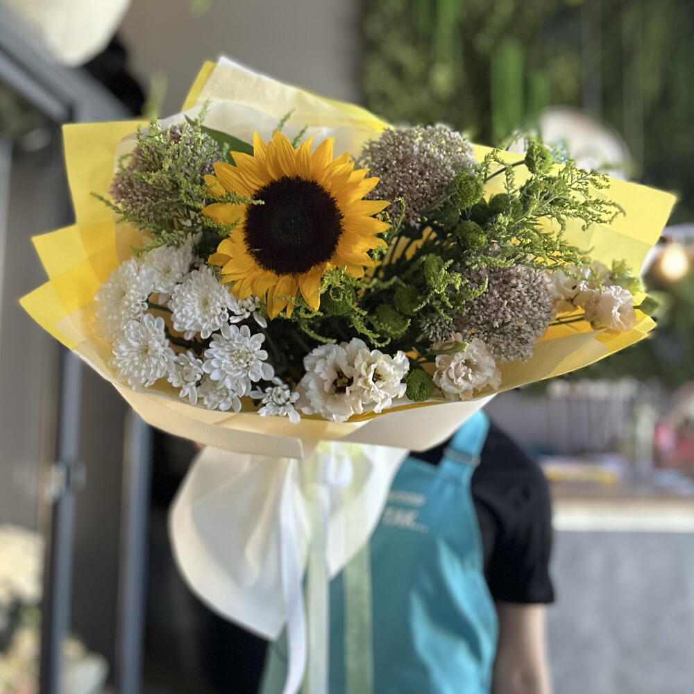 Осенний букет с подсолнухом💛