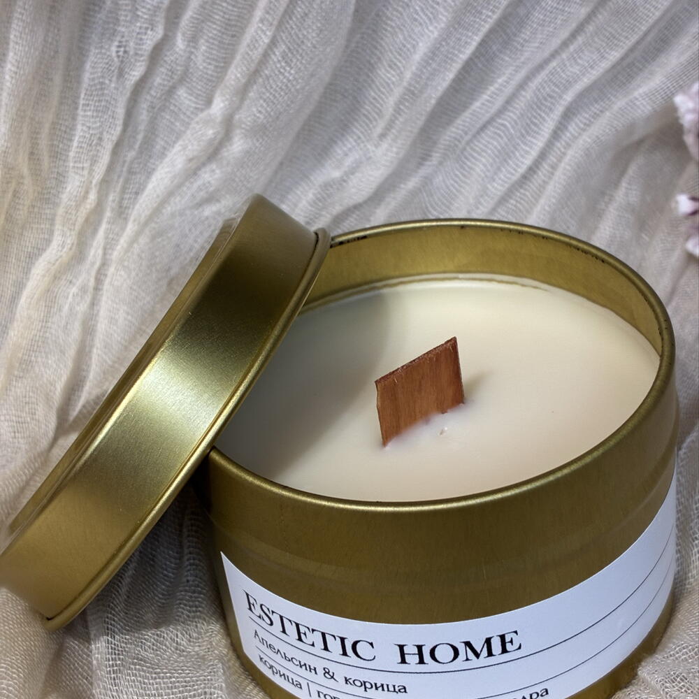 Аромасвеча ручной работы ESTETIC HOME Апельсин   корица