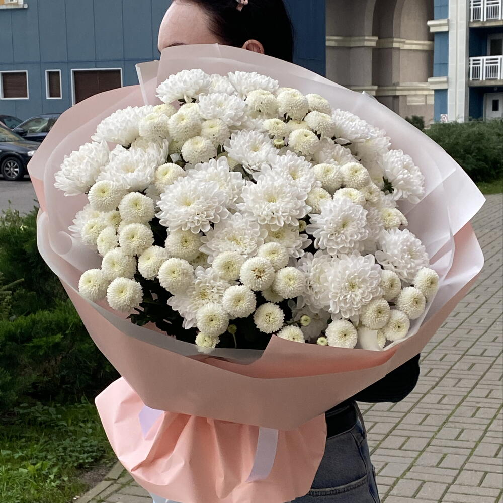 Кустовые хризантемы | Белый букет