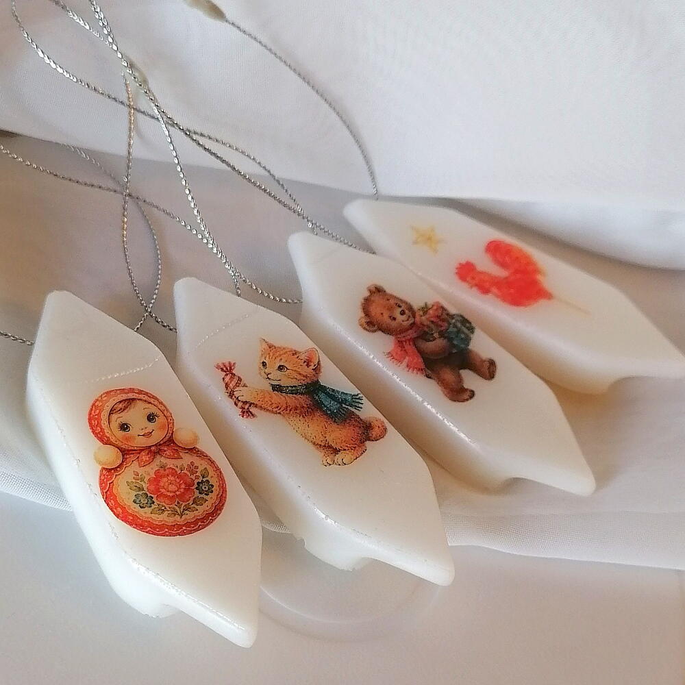 Елочные игрушки в форме конфет в советском стиле, набор