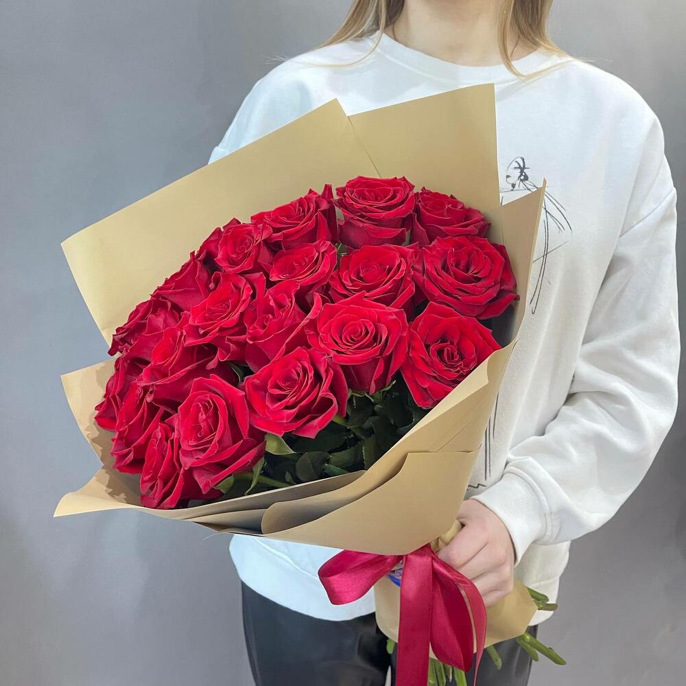 Монобукет из 21 красной розы