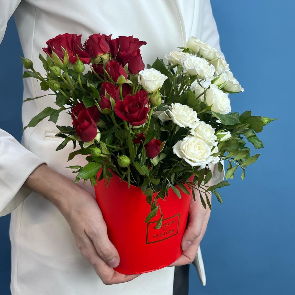 A compliment-a valentine in a box of bush roses