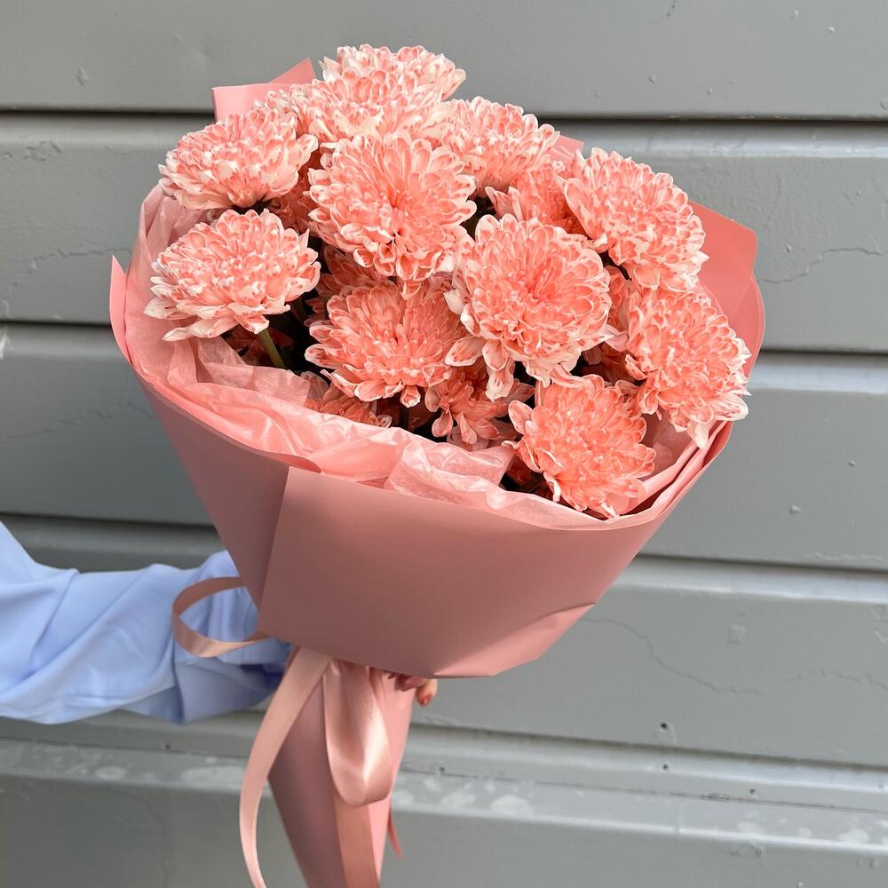 Персиковый букет из Кустовой хризантемы 💝