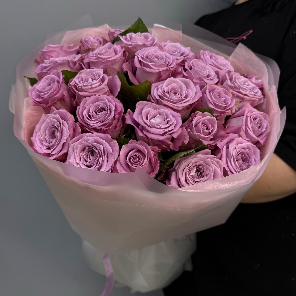 Lavender Kiss - Моно-букет из 25 роз нежно-сиреневого оттенка 💜