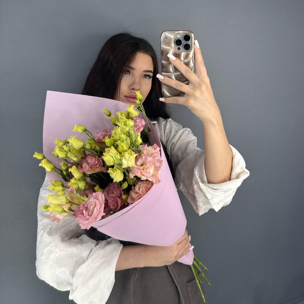 💖МОНОбукет из нежно-розовой эустомы