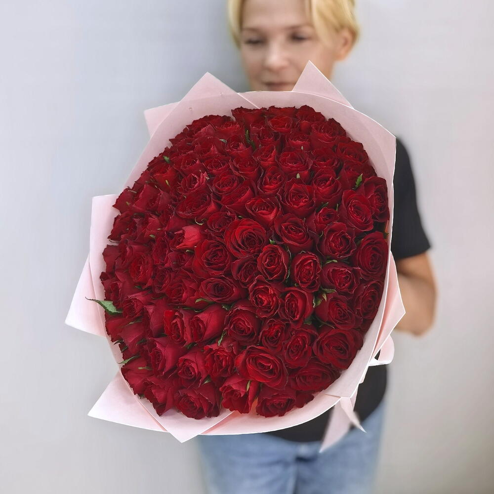 -20%Акция️Стильный монобукет из розы Кения 101 роза/Цветы Уфа/Цветы в Уфе/Доставка цветов Уфа