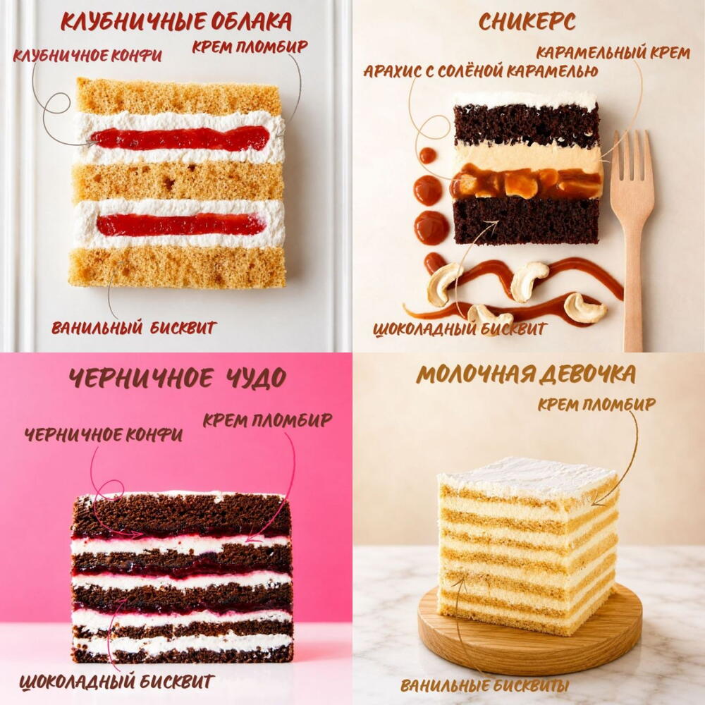 Бенто-торт и 5 капкейков с ягодами на годовщину