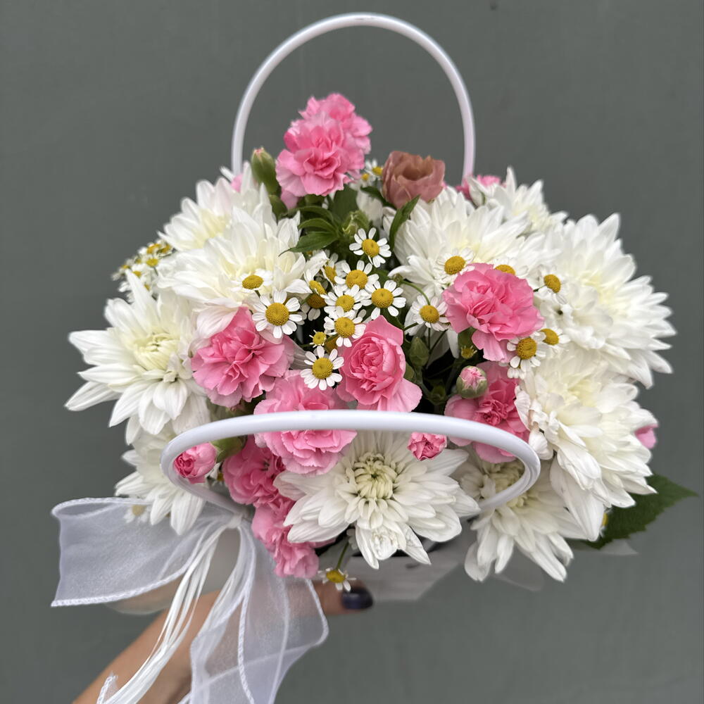 Композиция в сумочке «розовое счастье»