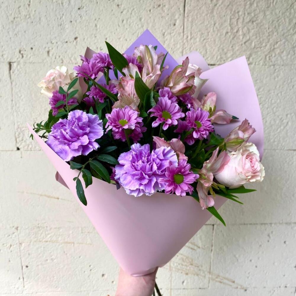 Букет с розой и диантусом, Цветы и подарки в Санкт-Петербурге, купить ...