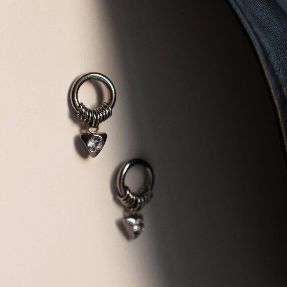 Earrings made of jewelry steel with zircon