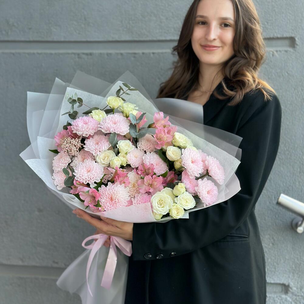 Букет хризантемы и розы