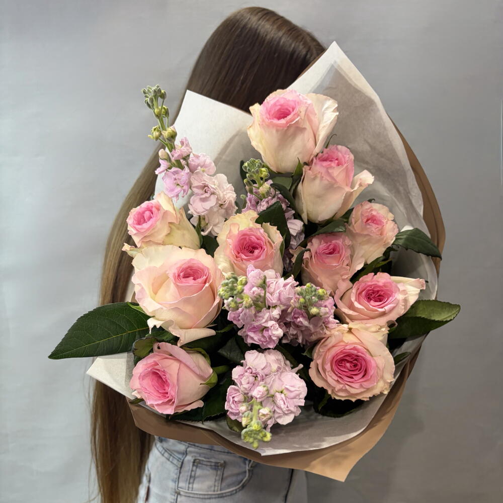 Розы и Маттиола 💕 | Нежный Букет 💐
