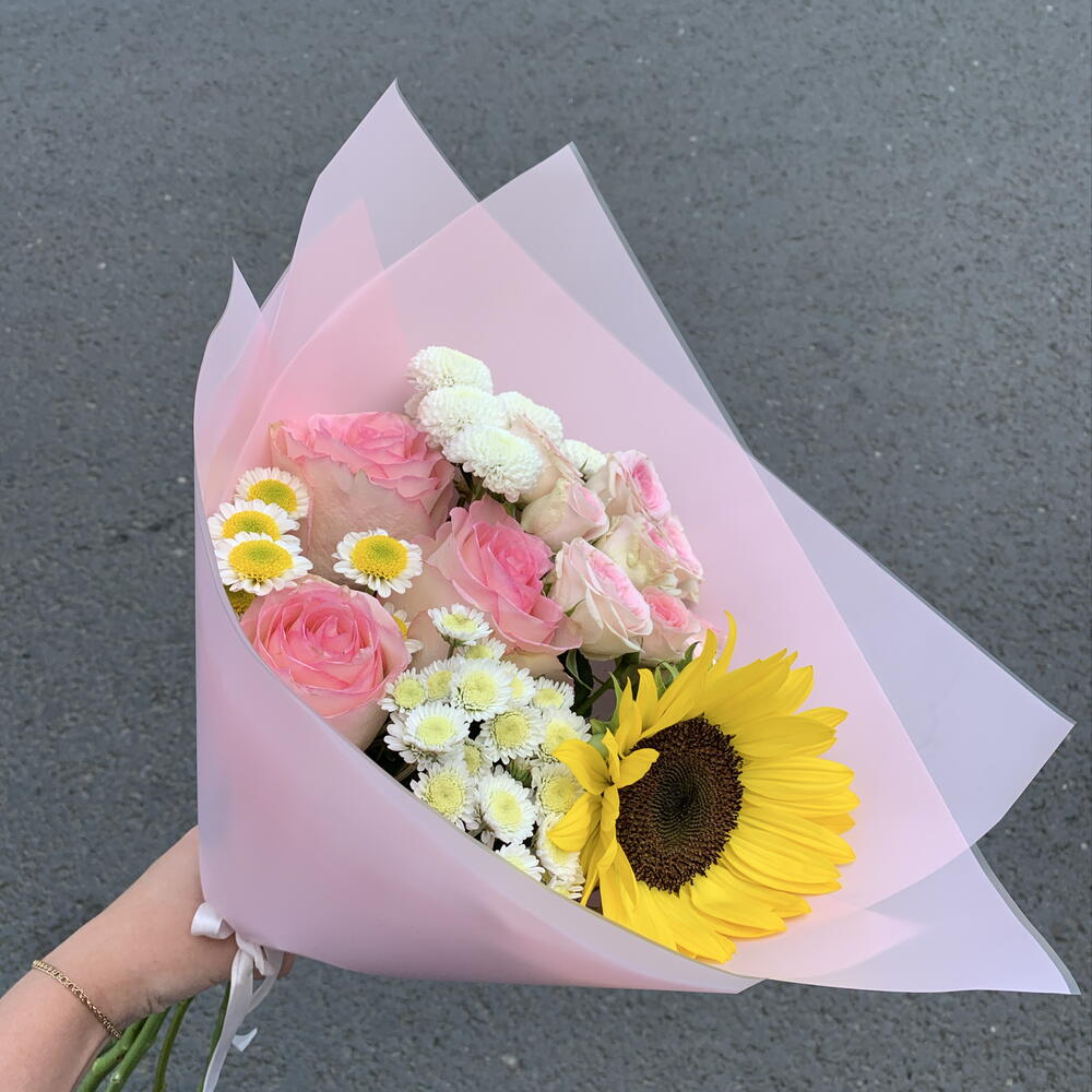Букет с подсолнухом 💛