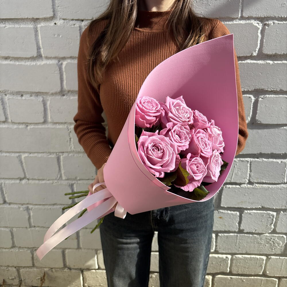 9 лавандровых роз ОС011027