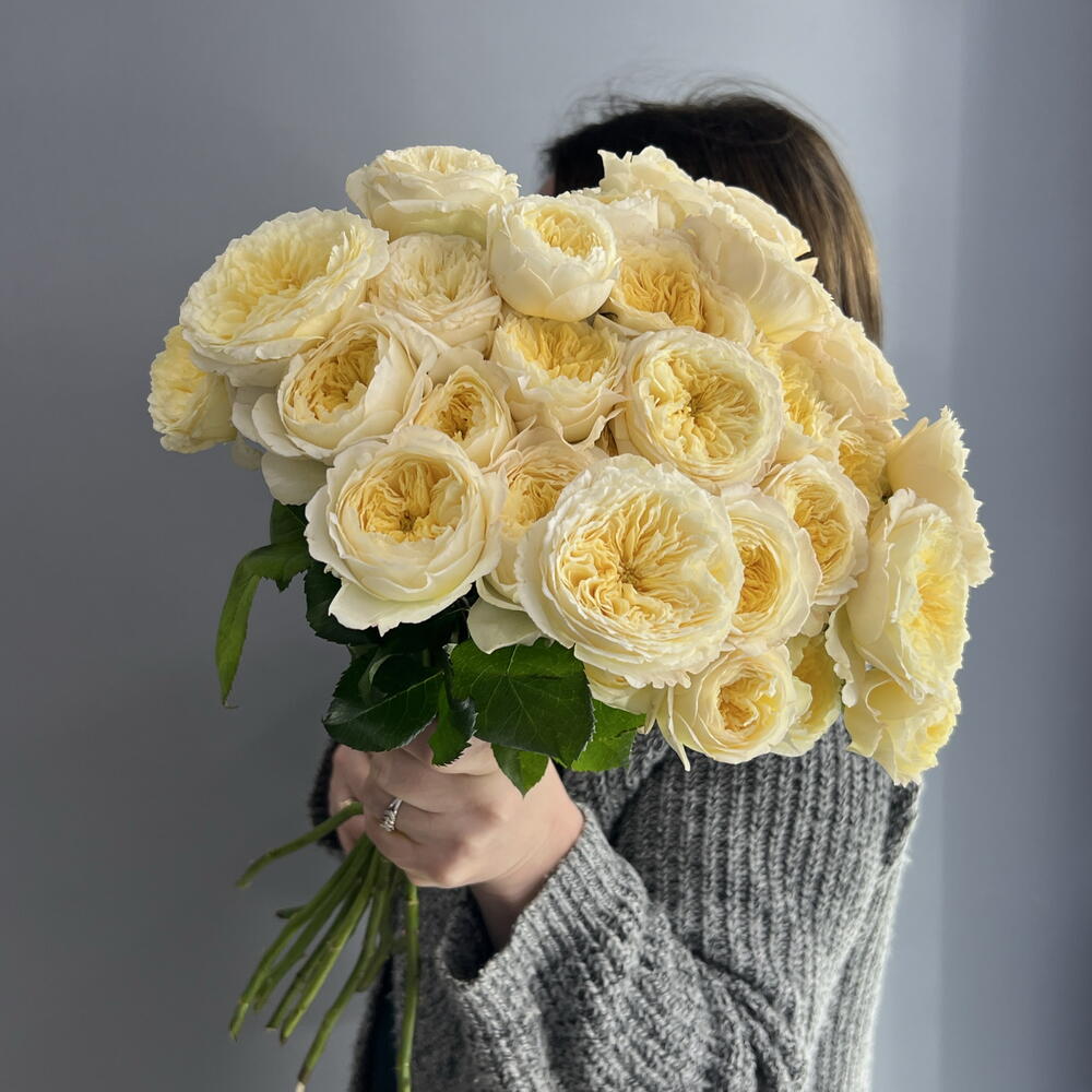Монобукет персиковый 🍑 пионовидная кустовая Роза 💛💛💛 11 веток