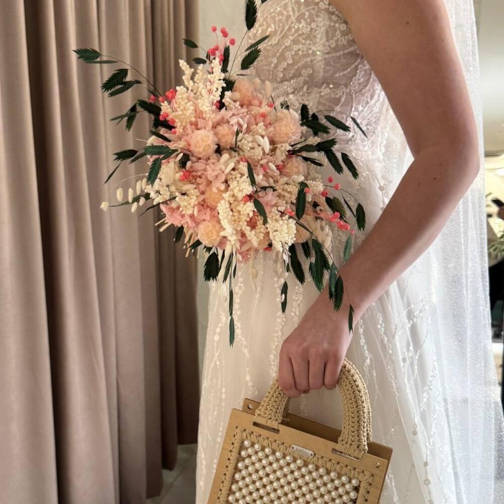 Wedding bouquet of stabilized flowers